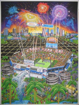 Puntuación del Super Bowl 41 y logotipos impresionistas Pinturas al óleo